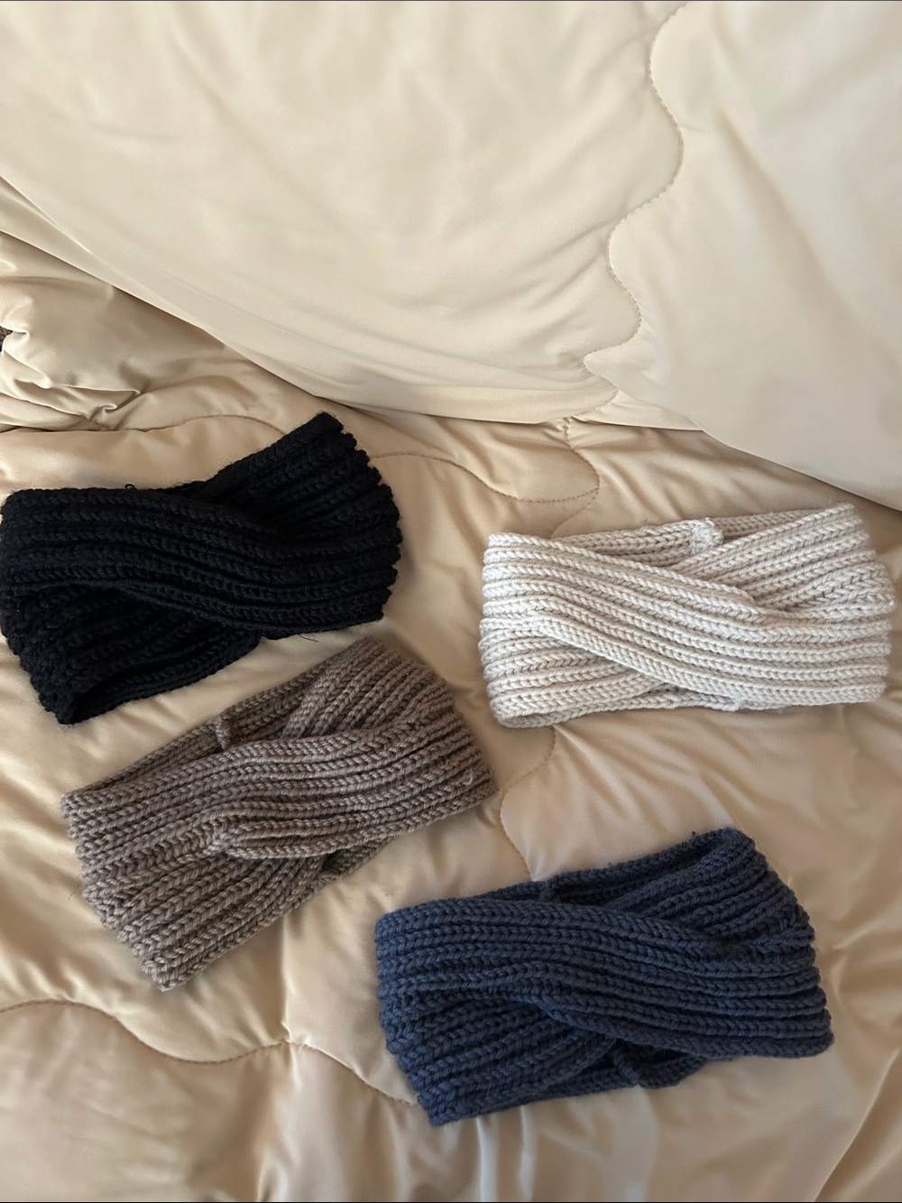 Women Knit Twist Headbands - Black, Beige, Light Brown, Grey